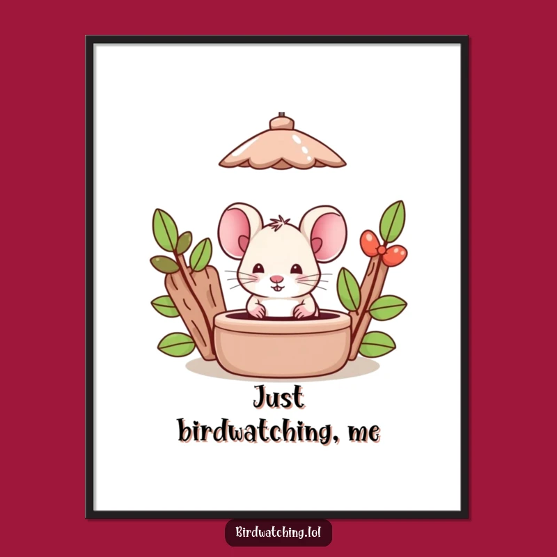 Funny Mouse Poster: Silly Feeder Intruder, Quirky Wall Art, Unique Funny Gift Decor