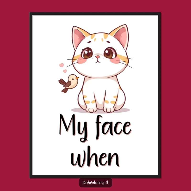 Funny Surprised Cat Poster: Hilarious Gasping Feline Wall Art for Joyful Homes