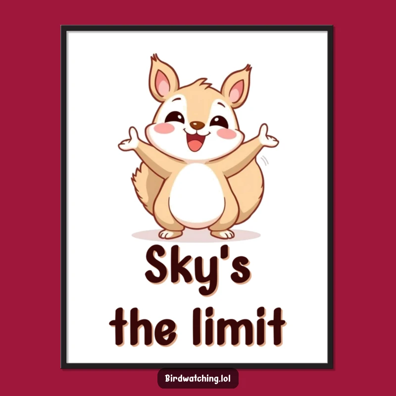 Funny Squirrel Poster: Cheerful Sky Gazer Wall Art Gift