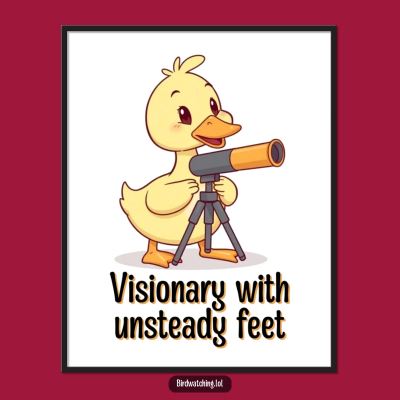 Funny Duck Telescope Poster: Quirky Art, Perfect Humorous Gift!