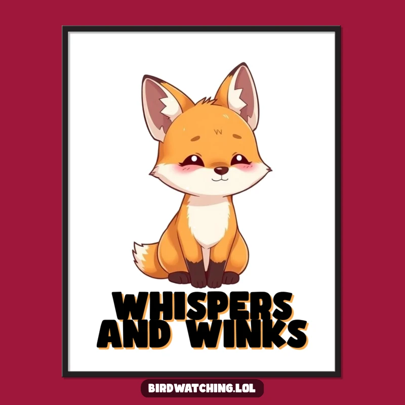Funny Playful Fox Poster: Listening Intently Wall Art, Gift Idea