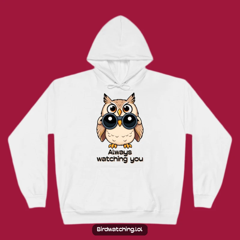 Funny Surprised Owl Hoodie - Cozy Wide-Eyed Birdwatcher Apparel