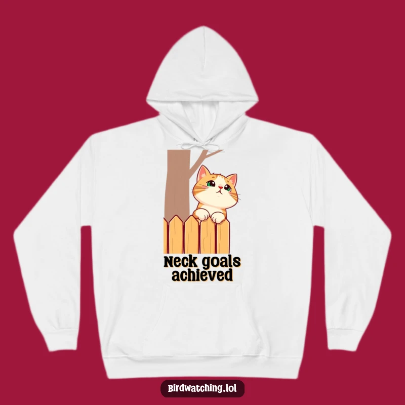 Cozy Funny Surprised Cat Neck Stretch Hoodie - Warm Cat Lover Gift