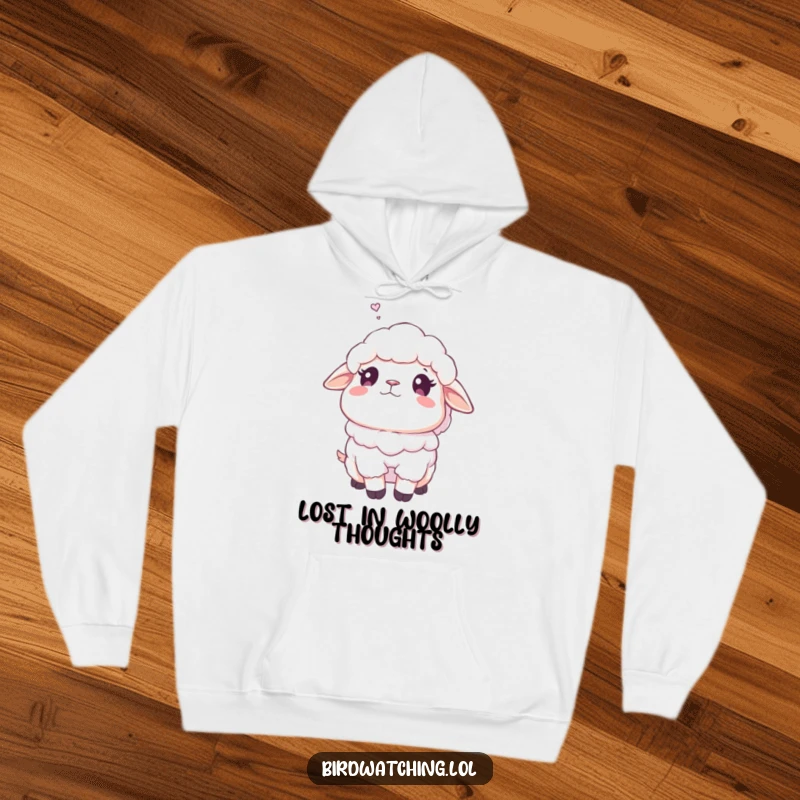 Funny fluffy sheep hoodie featuring a sheep with a dreamy gaze, perfect for staying warm and embodying peaceful, humorous vibes.