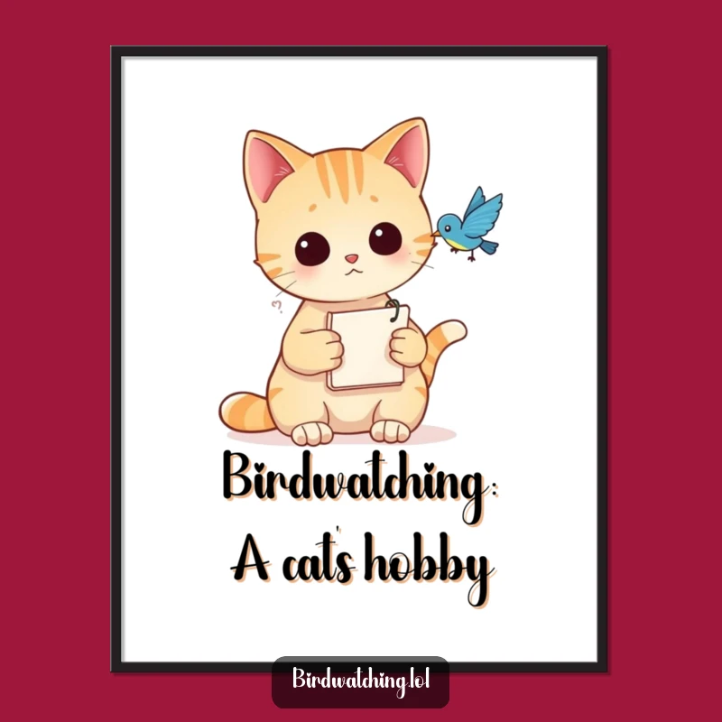 Free Printable Cat Wall Art: Curious Bird Watcher Animal Decor Downloadable