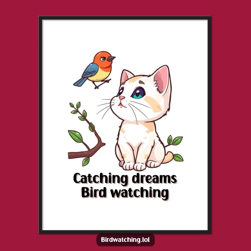 Free Printable Cat Wall Art: Curious Bird Watcher Downloadable Decor