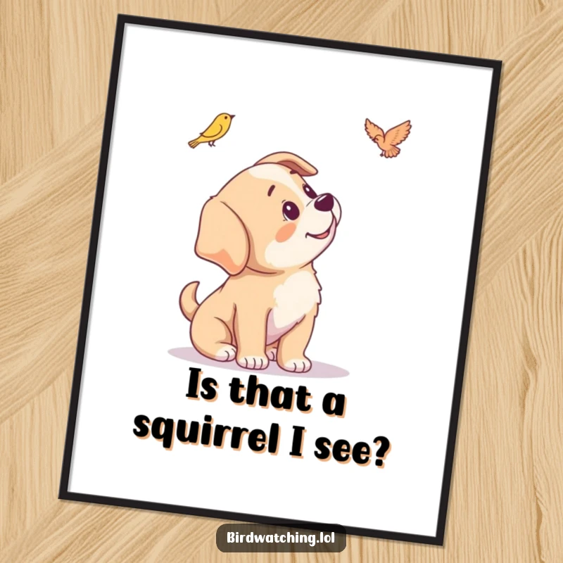 Funny Free Printable Wall Art: A playful puppy tilting its head with adorable curiosity, focused on a distant object.