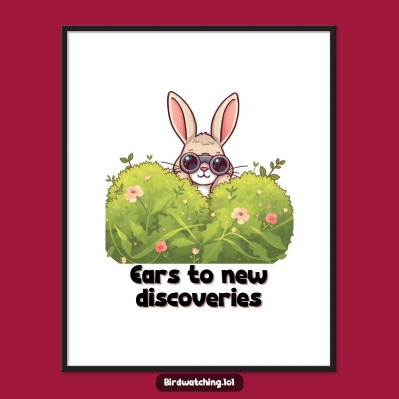 Free Printable Wall Art: Curious Rabbit Binoculars Downloadable Nature Decor
