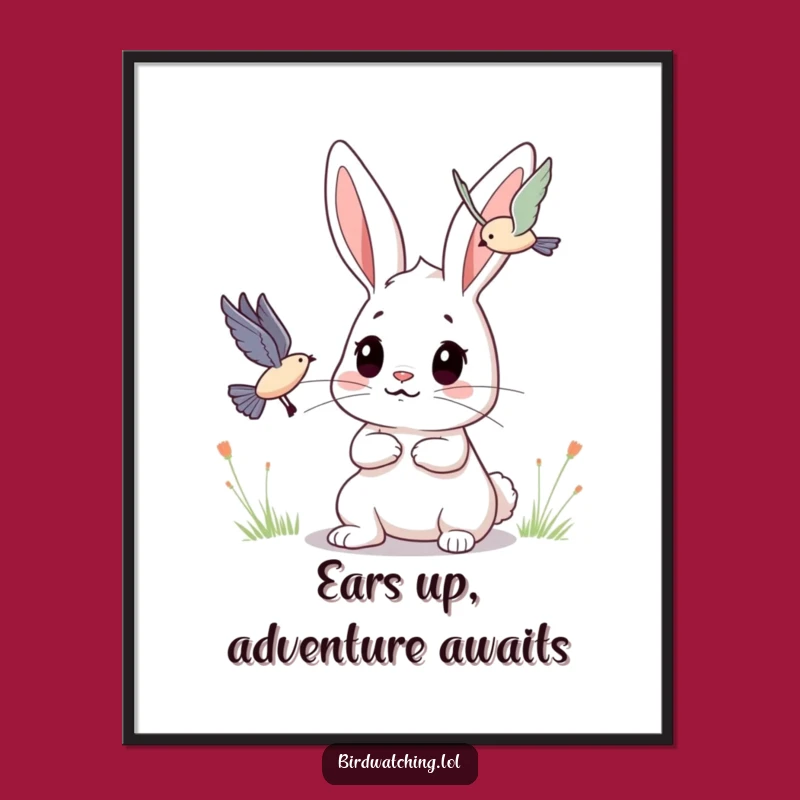 Free Printable Wall Art: Determined Bunny Observing, Whimsical Nature Downloadable Decor