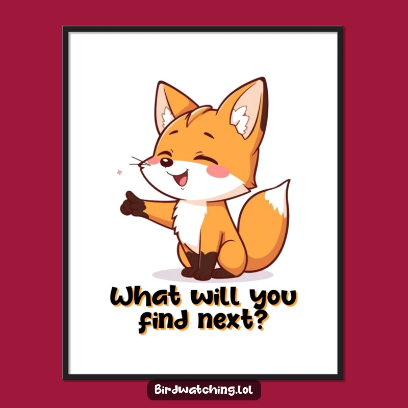 Free Printable Wall Art: Excited Fox Points Downloadable Nature Decor with Humor