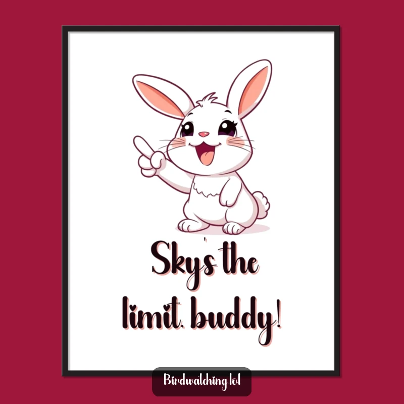 Free Printable Wall Art: Funny Rabbit Pointing Skyward, Hilarious Downloadable Decor!