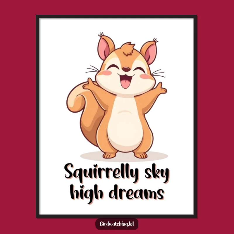 Funny Free Printable Wall Art: Cheerful Squirrel Sky Dance - Quirky Decor