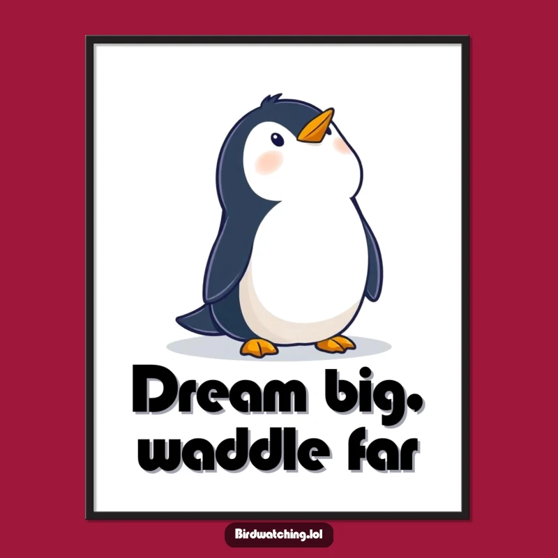 Funny Free Printable Wall Art: Wobbly Penguin's Wonder, Quirky Downloadable Decor