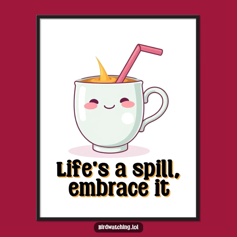 Free Printable Wall Art: Funny Teacup Spill Humorous Downloadable Decor