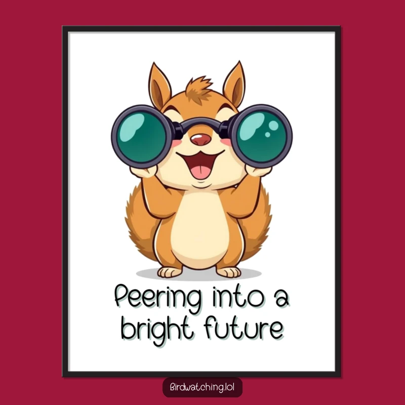 Humorous Free Printable Wall Art: Excited Squirrel Binoculars, Funny Downloadable Decor!