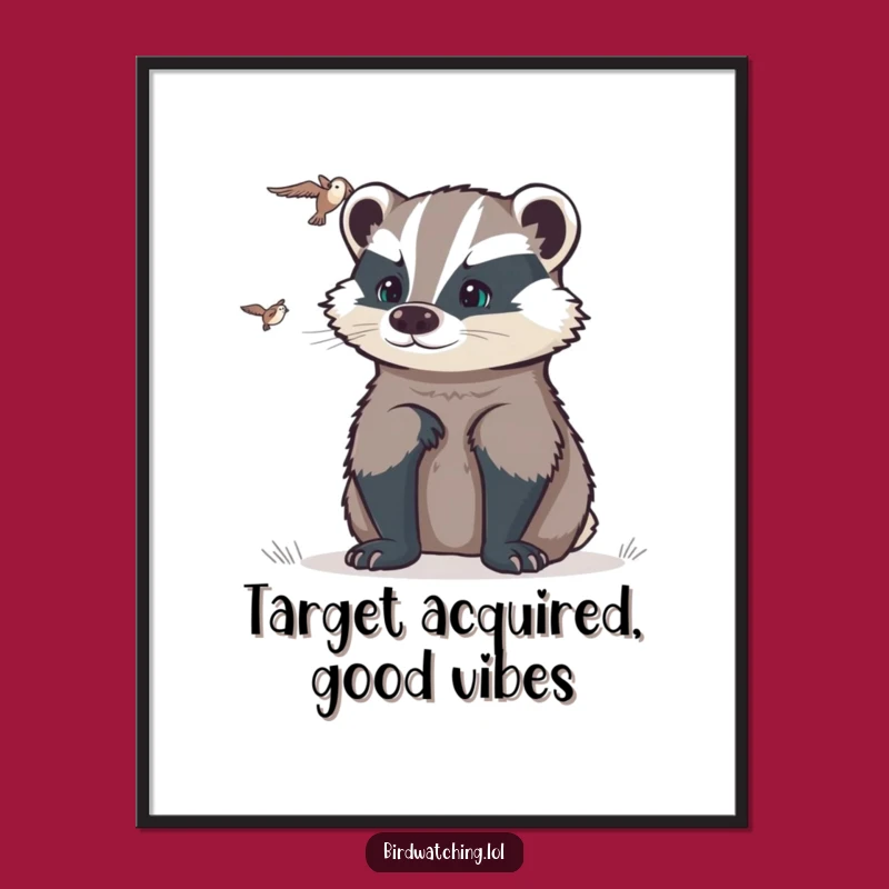 Free Printable Wall Art: Determined Badger, Focused Downloadable Home Decor