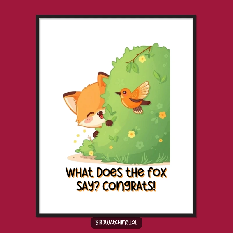 Funny Free Printable Fox Bird Wall Art - Downloadable Playful Decor!