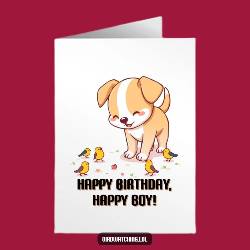 Free Printable Birthday Card: Dog's Bird Hunt - Funny Downloadable Gift for a Happy Birthday!