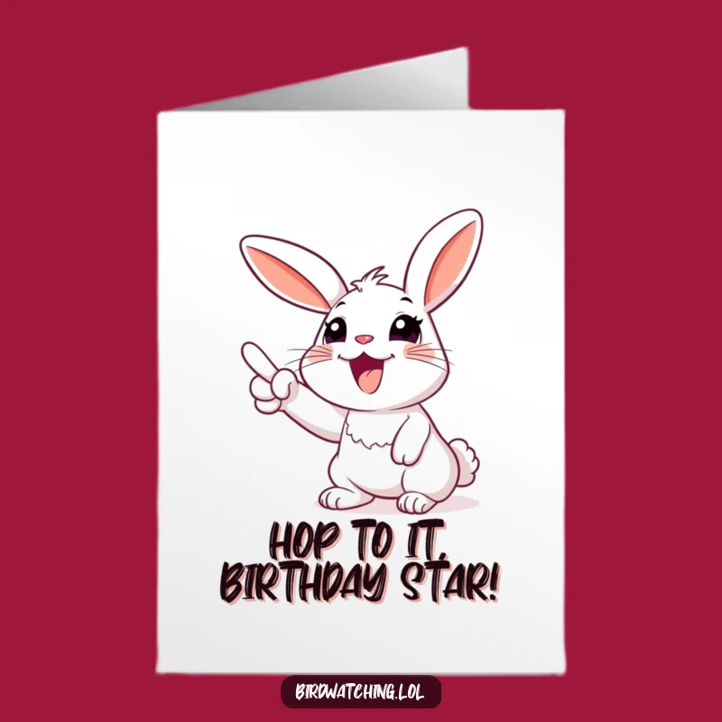 Free Printable Birthday Card: Funny Rabbit Pointing Skyward DIY Gift!