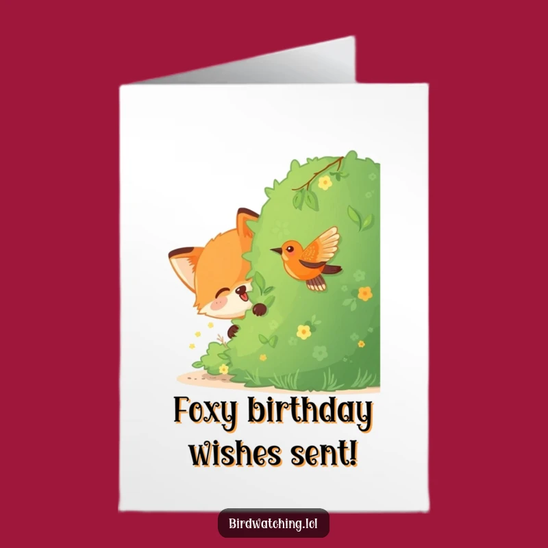 Free Printable Funny Fox Bird Birthday Card - Downloadable Sneaky Fun!