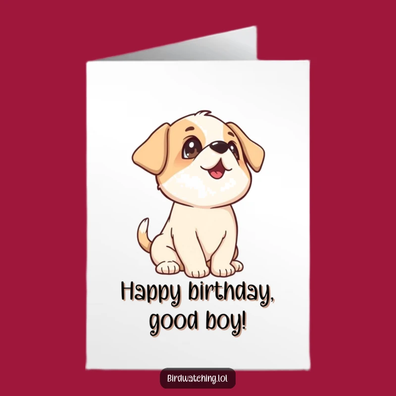 Free Printable Birthday Card: Playful Puppy Looking Up Gift for Joy