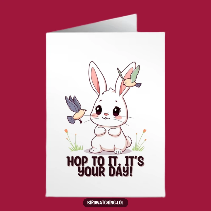 Free Printable Birthday Card: Determined Bunny, Birthday Wishes Take Flight