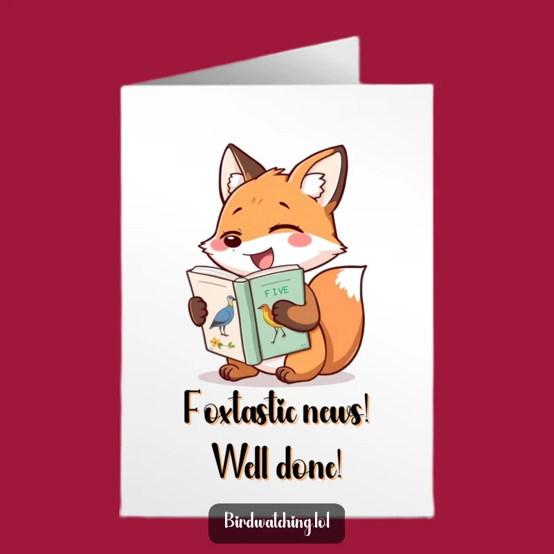Free Printable Fox Congratulations Card: Glee Over Bird Book Downloadable