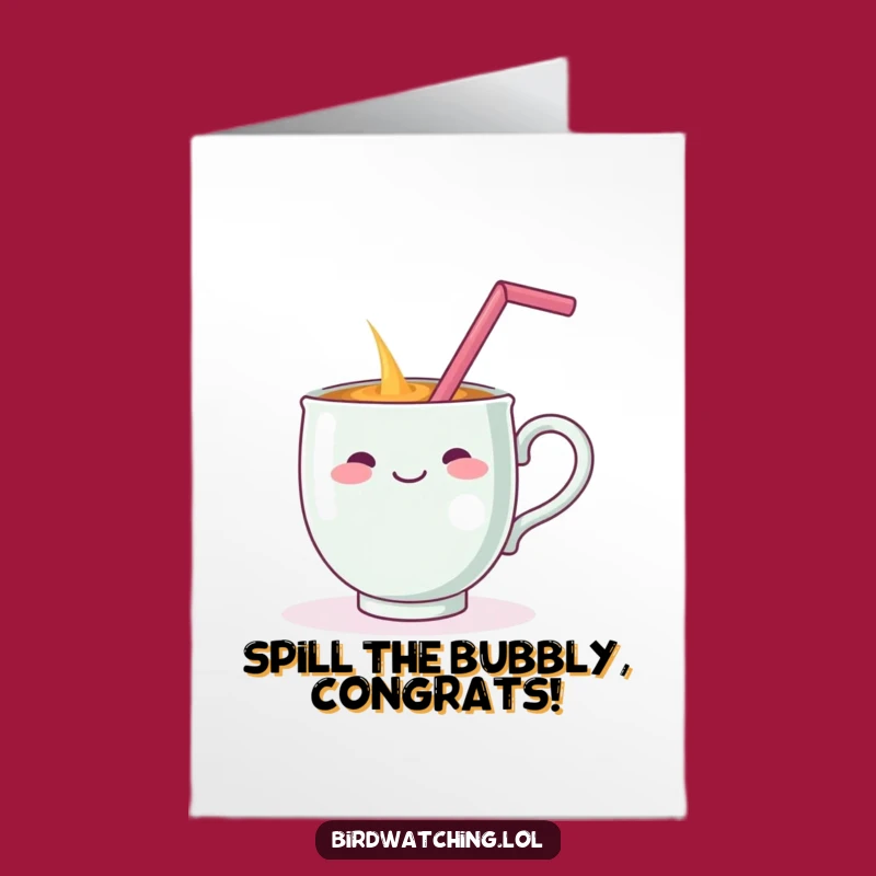 Free Printable Congrats Card: Funny Teacup Spill Downloadable