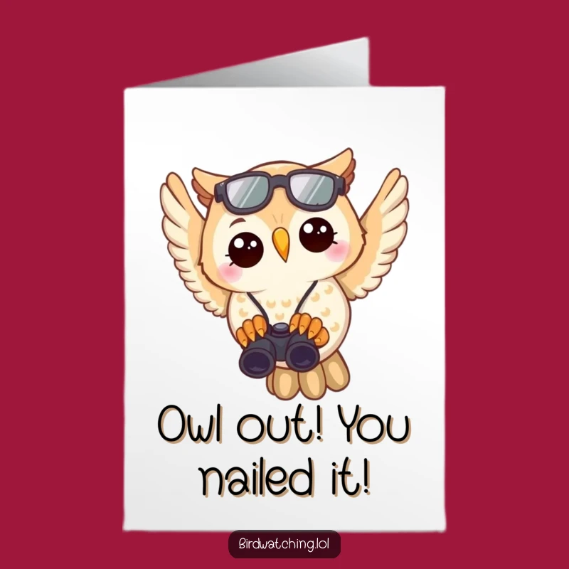 Free Printable Congrats Card: Owl Spots Success - Humorous Downloadable