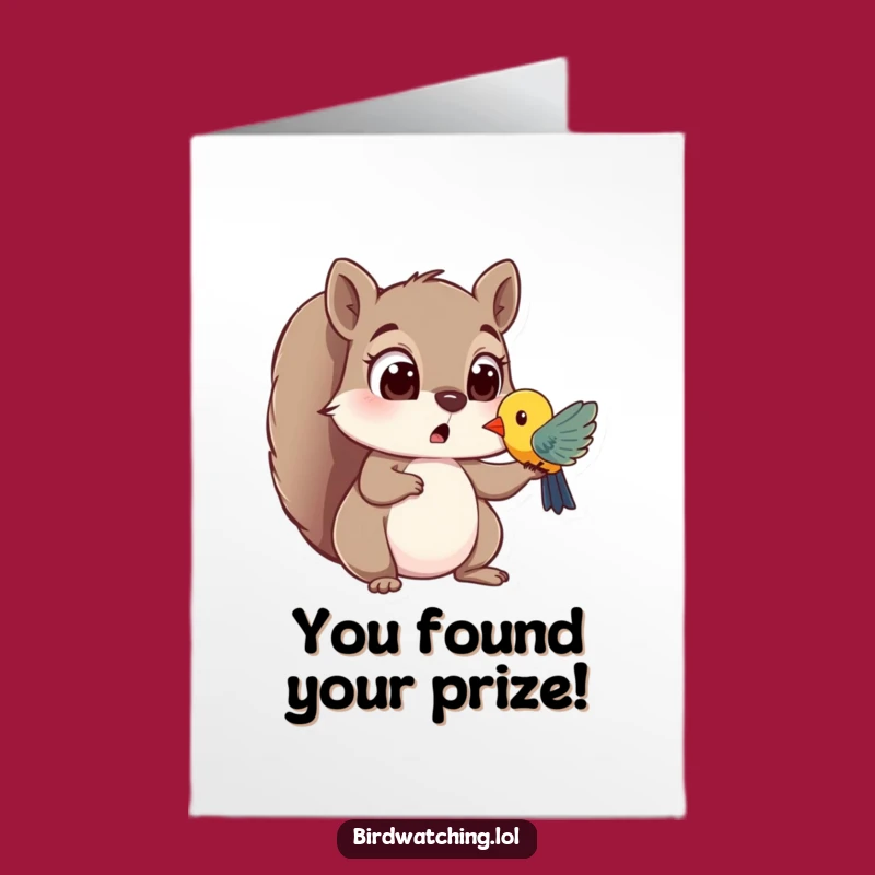Free Printable Congrats Card: Surprised Squirrel Sees Success - Downloadable