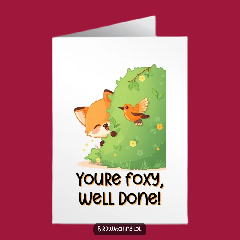 Free Printable Funny Fox Bird Congrats Card - Downloadable Clever Wishes!