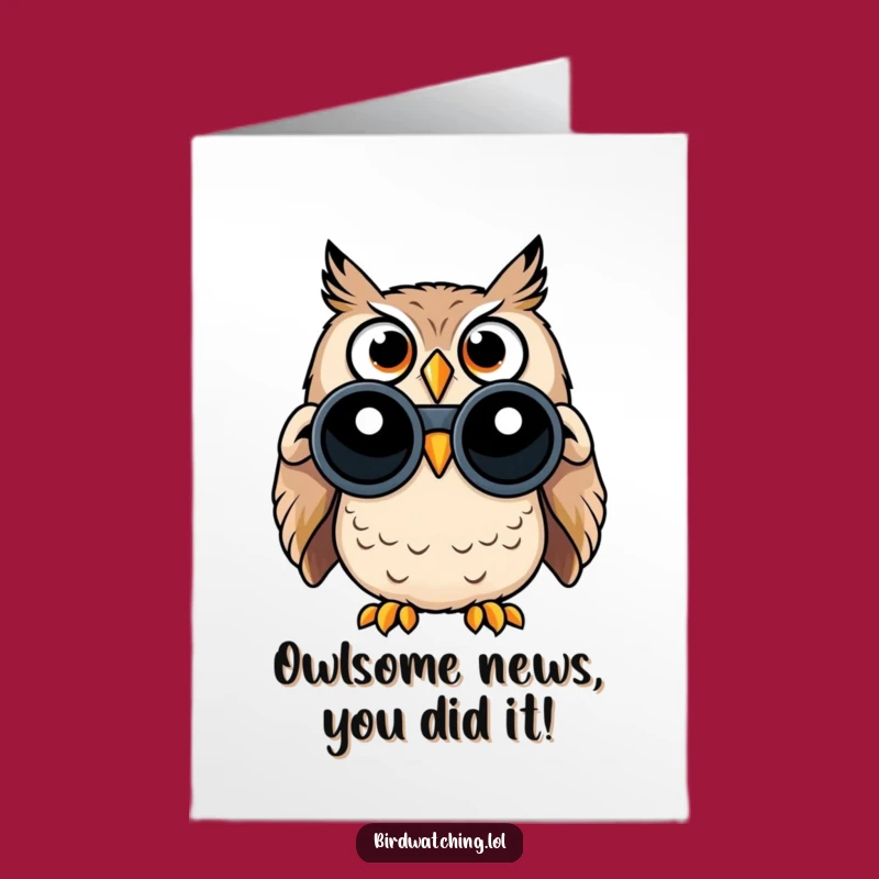 Free Printable Owl Binoculars Funny Congrats Card - Surprise Downloadable Gift