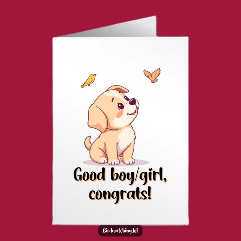 Free Printable Puppy Congrats Card - Curious Head Tilt Funny Downloadable Gift