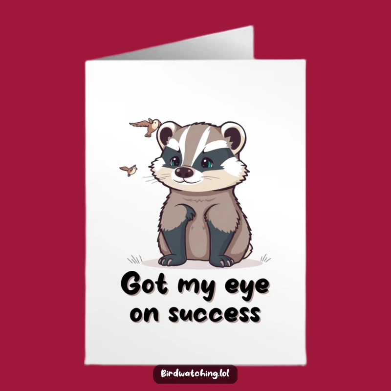 Free Printable Congrats Card: Determined Badger, Focused Achievement Downloadable Gift