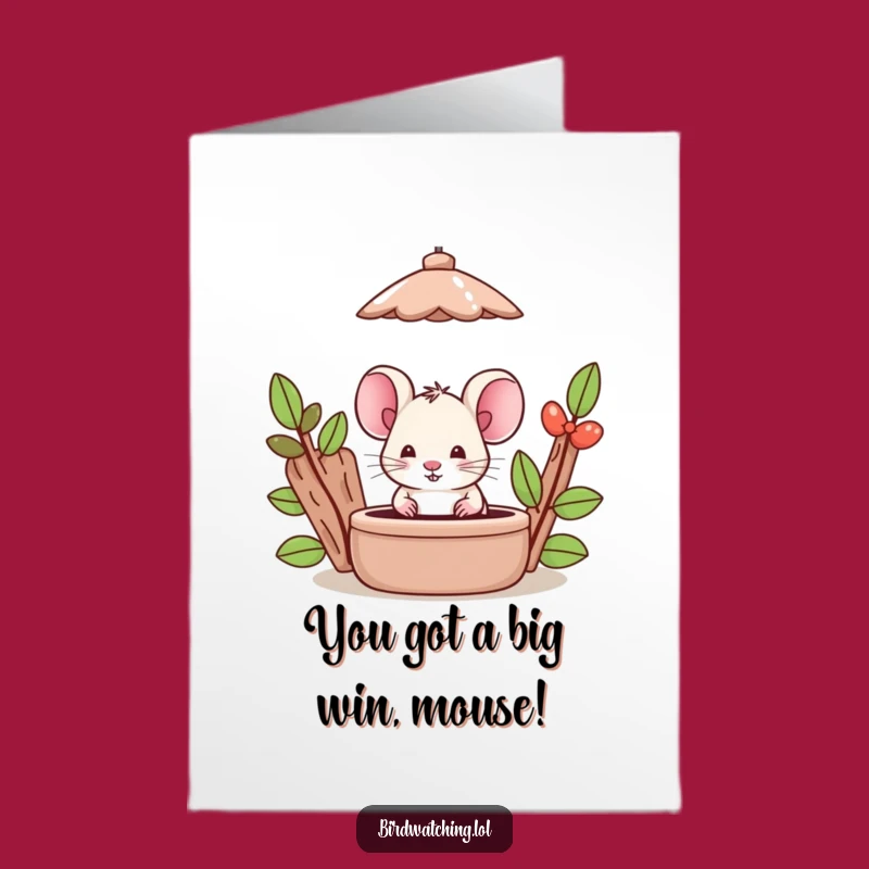 Free Printable Congrats Card: Silly Mouse Celebrates Your Victory with Glee