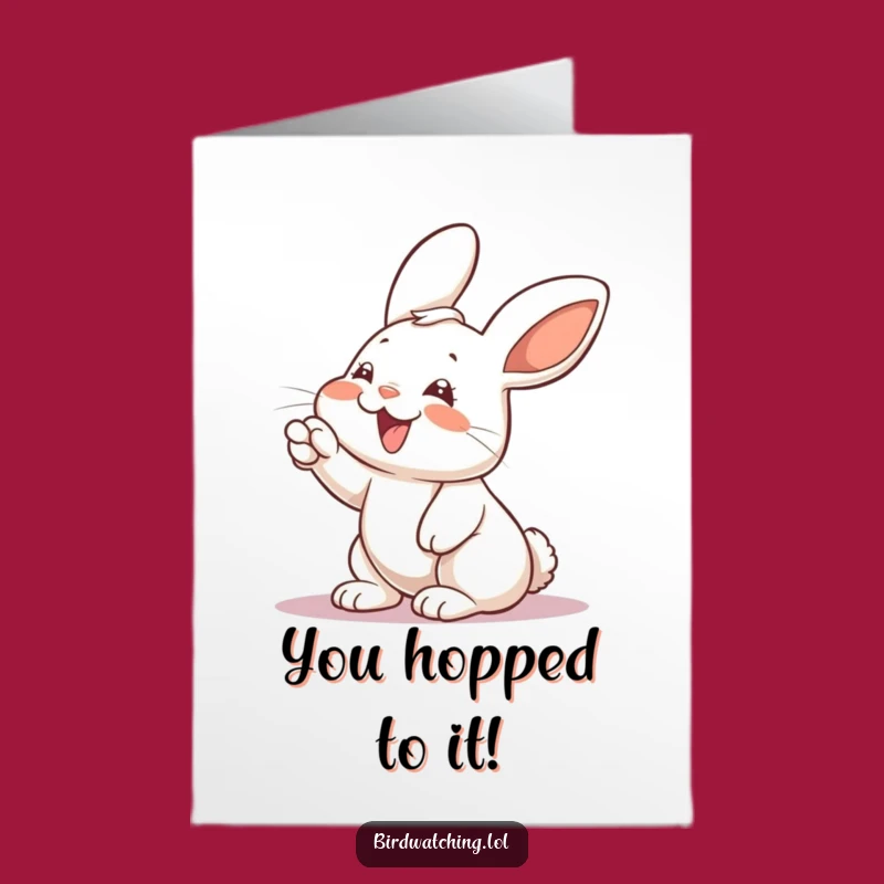 Free Printable Congrats Card: Rabbit Points to Success, Joyful Downloadable!