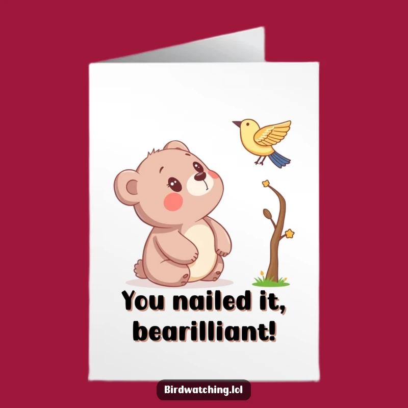 Free Printable Bear Congratulations Card: Amazed by Your Success, Downloadable Joyful Greeting