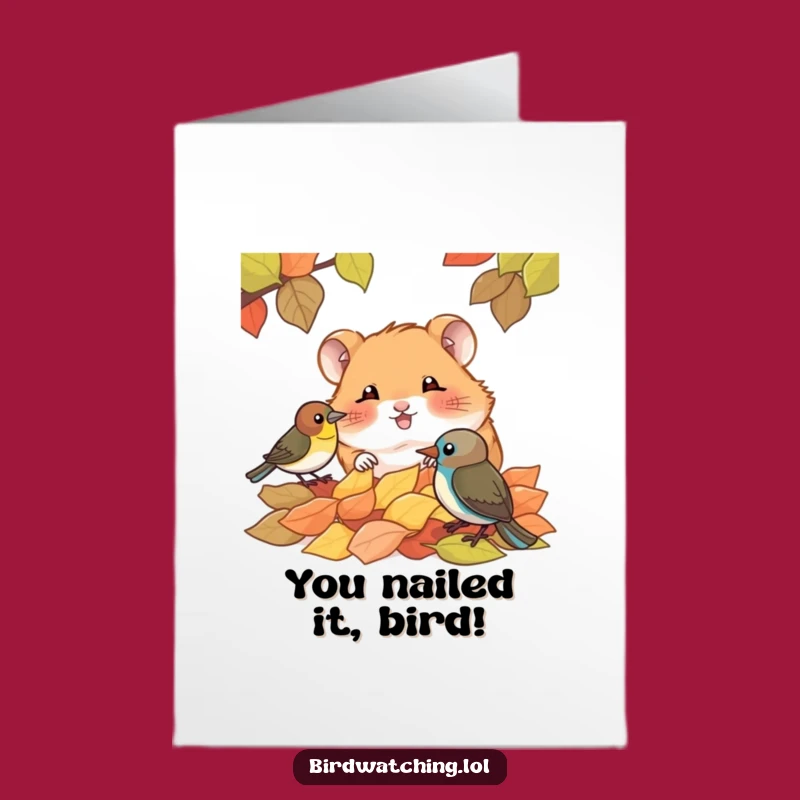 Free Printable Congrats Card: Hamster & Bird Surprise, Funny Downloadable Gift
