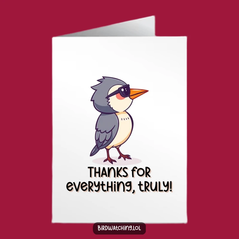 Free Printable Thank You Card: Bird Watcher Spots Kindness - Funny Downloadable