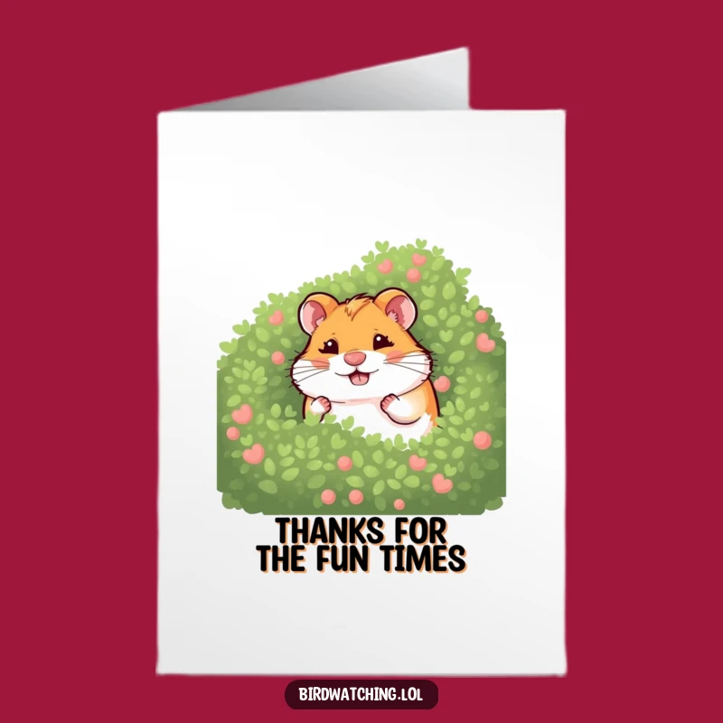 Free Printable Thank You Card: Giggling Hamster, Playful Gratitude Downloadable Gift