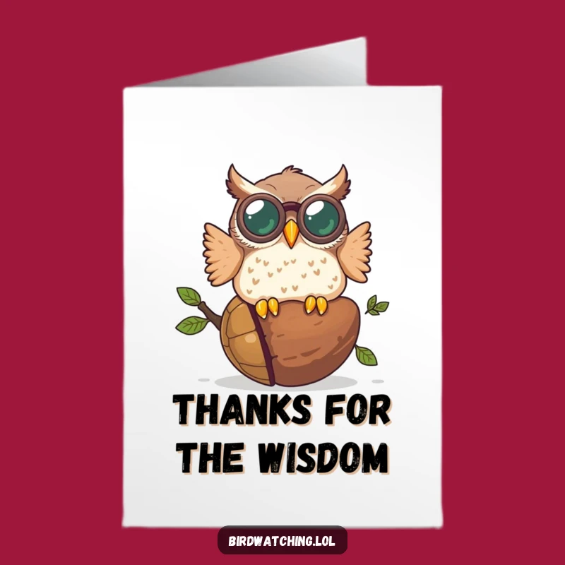 Free Printable Thank You Card: Owl's Acorn Crash Funny Downloadable Appreciation