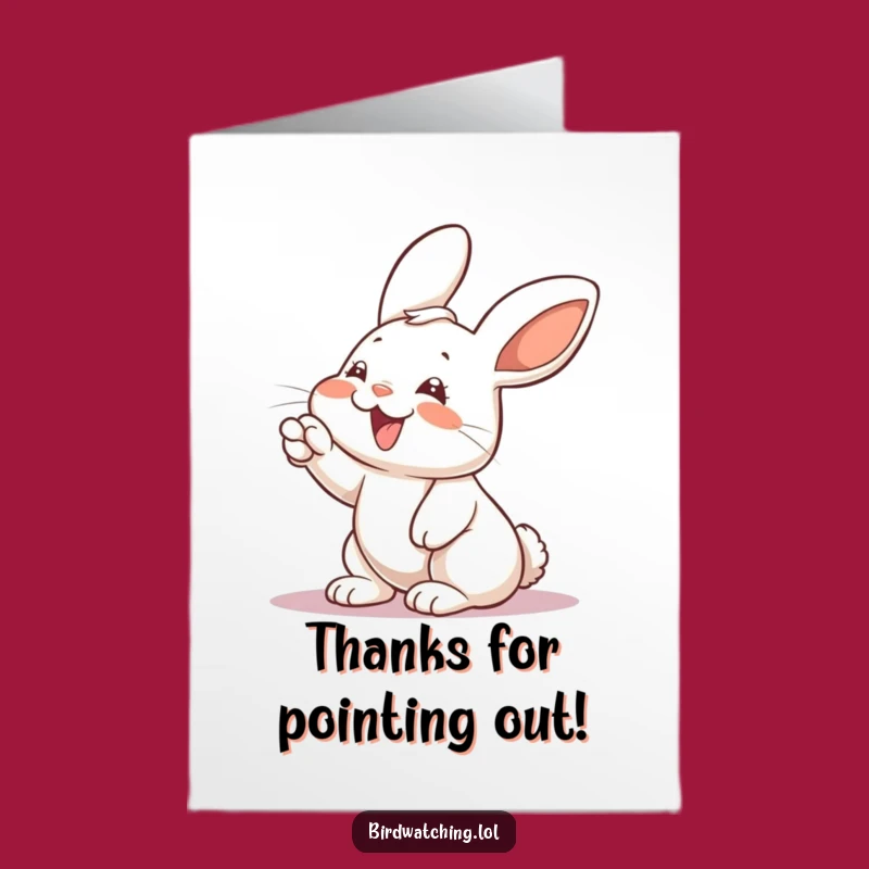 Free Printable Thank You Card: Rabbit Points to Gratitude, Downloadable Thanks!