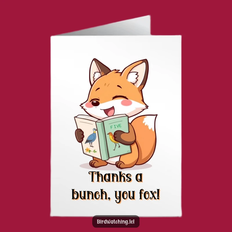 Free Printable Fox Thank You Card: Bird Book Lover's Gratitude Downloadable