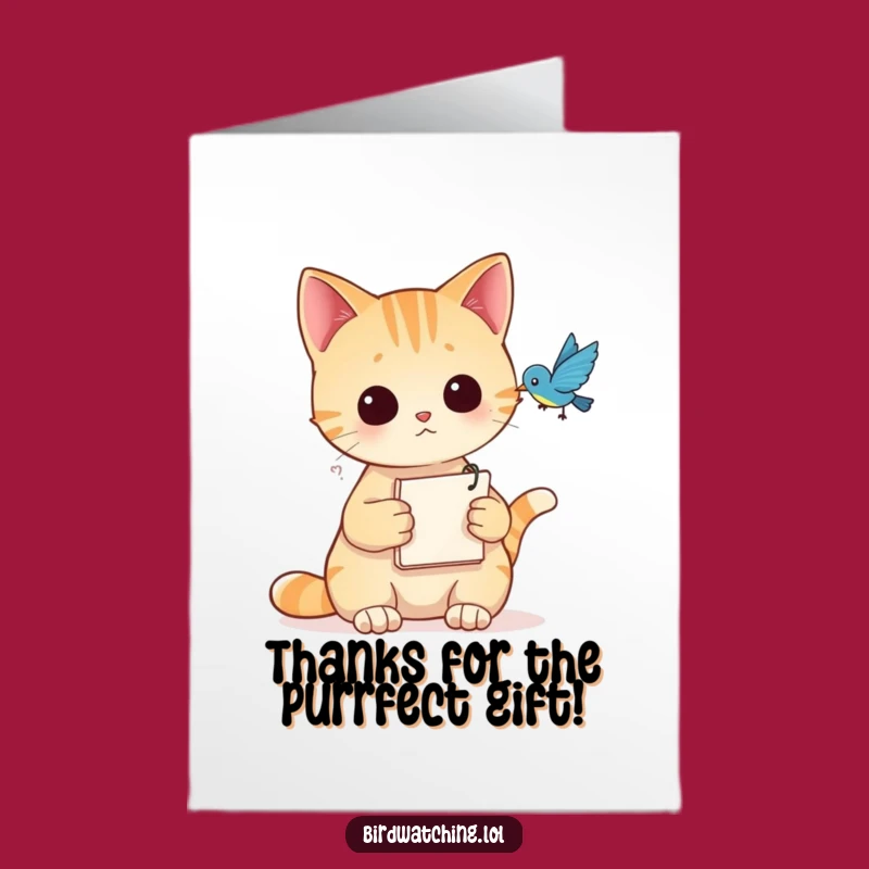 Free Printable Cat Thank You Card: Funny Bird Watcher Gratitude Downloadable