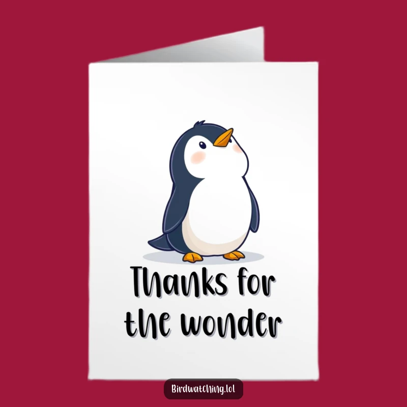 Free Printable Thank You Card: Penguin's Sky Gratitude, Funny Downloadable Gift