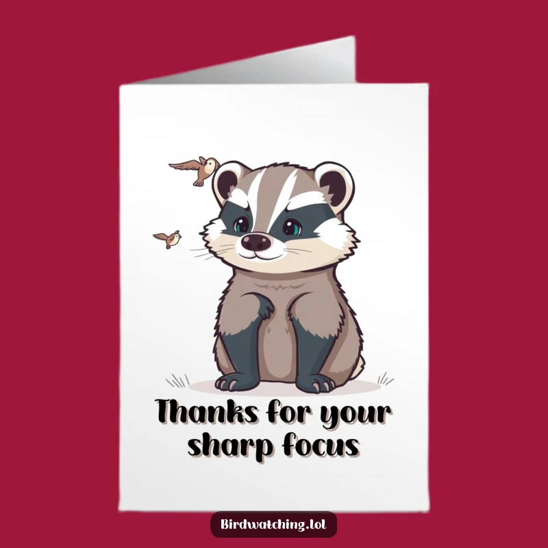 Free Printable Thank You Card: Determined Badger, Focused Gratitude Downloadable Gift