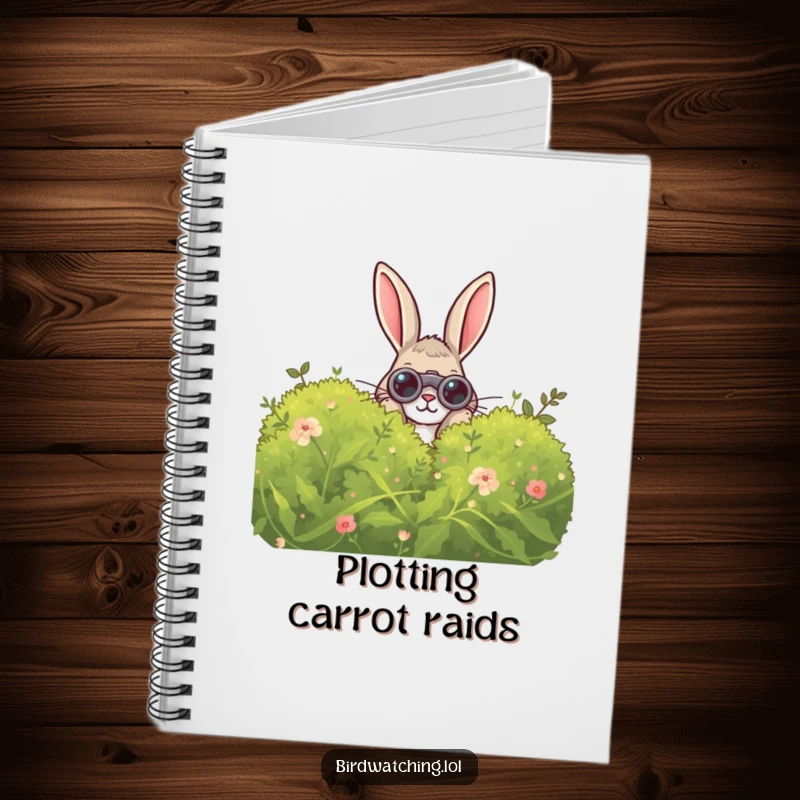 Funny Curious Rabbit Notebook: A humorous notebook featuring a curious rabbit peeking with binoculars, ideal for jotting notes.