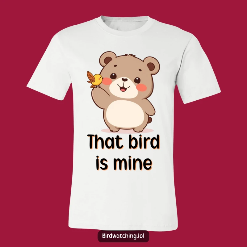 Funny Happy Bear T-Shirt - Excited Bird Spotter Tee for Fun