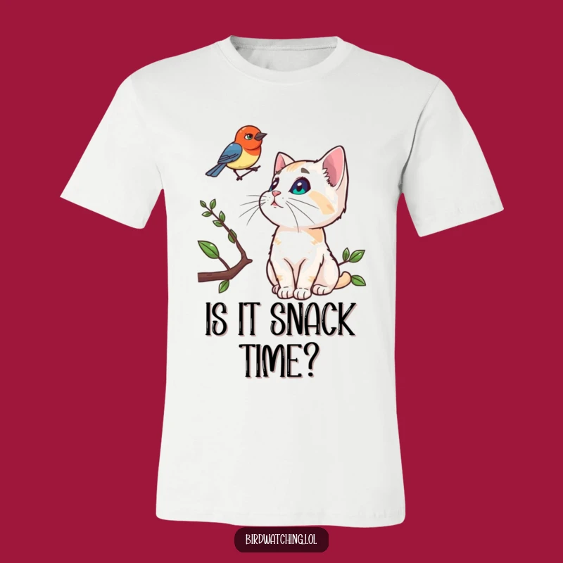 Funny Curious Cat T-Shirt, Hilarious Bird Watching Tee for Feline Fans