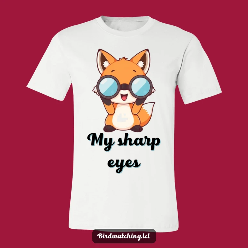 Funny Fox T-Shirt: Adventurous Peeking, Oversized Binoculars, Perfect Outdoor Tee Gift!